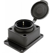 Розетка кабельная штепсельная STEKKER RST16-31-44 Одри, одноместная, прямая, с заземлением, с защитной крышкой, черная 87139