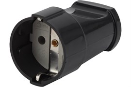 Розетка кабельная штепсельная ЭРА Rх2В, одноместная, прямая, с заземлением, черная 87227