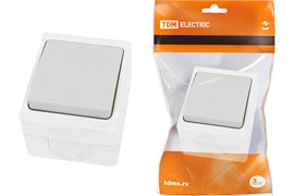 Выключатель TDM SQ1803-0001 Вуокса, одноклавишный, накладной, серый 84902