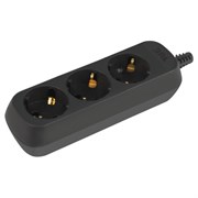 Колодка для удлинителя ЭРА КХ-3е-В, трехместная, 16А, 220В, IP20, 3500Вт, с заземлением, термопластик, черный 91205