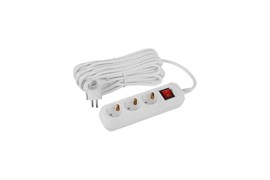 Удлинитель ЭРА UDL163100ES Greenline, 3х10м, ПВС 3х1мм2, 16А, 3500Вт, с заземлением, с выключателем, белый 88503