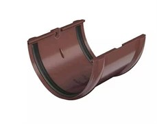 Соединитель желоба водосточного, пластиковый ПВХ, коричневый 30951