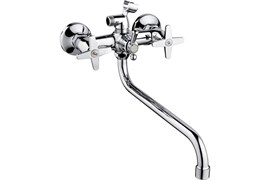 Смеситель для ванны POTATO P2269, двухвентильный, излив 320мм, хром 89494