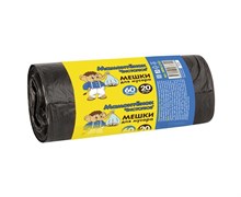 Мешки для мусора Мамонтенок MPM6702, 60л, 5мкм, ПНД, черные, в рулоне 20шт. 87284