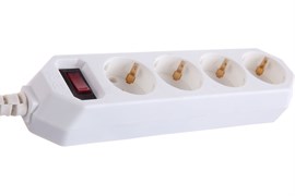 Удлинитель с сетевым фильтром ЭРА USF-M-4es-1.5m-W, 2200Вт, ПВС 3х0.75мм2, 4 розетки, 1.5м, с заземлением, выключатель на корпусе, белый 88485