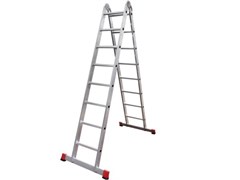 Лестница универсальная, двухсекционная, 2х11 ступеней, высота 3.1-5.06м, алюминиевая 14023