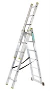 Лестница универсальная, трехсекционная, 3х8 ступеней, высота 1.68-3.36м, алюминиевая 16531