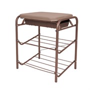 Банкетка-этажерка для обуви Nika БП1-1/К, 44x33x51.6см, 2 полки, мягкое сиденье 39x30.5см, мягкое сидение, коричневый 84921