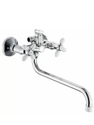 Смеситель для ванны ЭВЕРЕСТ В22-071А, двухвентильный, с круглым изливом, белый 90007