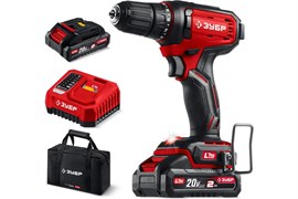 Дрель-шуруповерт аккумуляторная ЗУБР ДШ-40-22, 20В, 40Нм, 2 АКБ, 2Ач, в сумке 91287