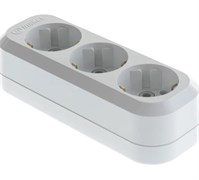 Колодка для удлинителя MAKEL 131, трехместная, 16А, 250В, IP20, 2200Вт, с заземлением, АБС-пластик, белый 89583