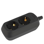 Колодка для удлинителя ЭРА КХ-2е-В 5396, двухместная, 16A, 220-230В, IP20, 3500Вт, с заземлением, АБС-пластик, черный 88098