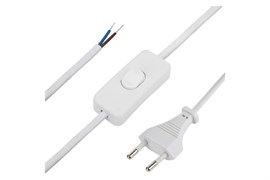 Шнур сетевой REXANT 11-1133, ШВВП 2х0.75мм2, 230В,  IP20, 1.8м, с выключателем, белый 84167