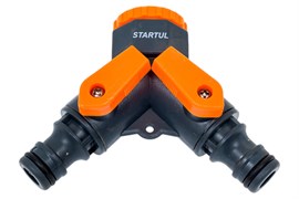 Распределитель STARTUL GARDEN ST6010-20, регулируемый, 1/2"-3/4", 2-канальный, со штуцерами, пластиковый 74019
