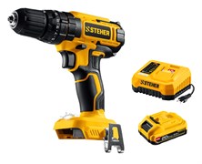 Дрель-шуруповерт STEHER CDS-40-21, аккумуляторная, ударная, 20В, 40Нм, 1 АКБ, 2 Ач 92251