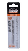 Сверло GEPARD 0360-093 по металлу, 6x57x93мм, цилиндрический хвостовик, HSS-G 87287