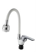 Смеситель для кухни AMMORE A5008-3T с гибким изливом, однорычажный, белый, силикон 89465