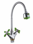Смеситель для кухни AMMORE A5383-5T, с гибким изливом, двухвентильный, зеленый, ЦАМ 89470