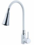 Смеситель для кухни AMMORE A5510-3T, с гибким изливом, однорычажный, белый, силикон 89908