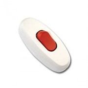 Переключатель  на шнур MAKEL белый с красной клавишей 10080