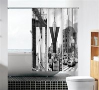 Шторка для ванной комнаты тканевая Улицы Нью-Йорка MZ-108, 180x180см, водонепроницаемая 54177
