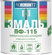 Эмаль ПФ-115 PROREMONTT, универсальная, алкидная, глянцевая, черный, 1.9кг Эмаль ПФ-115 PROREMONTT, универсальная, алкидная, глянцевая, черный, 1.9кг
