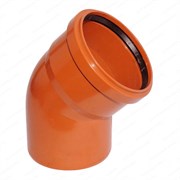 Отвод канализационный 160мм 45 градусов, наружный, с кольцом, оранжевый