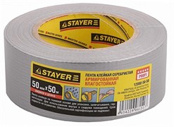 Лента клейкая (скотч) STAYER Профи, 50ммx50м, армированная, на тканевой основе, универсальная, серебристая