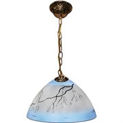 Светильник подвесной Крокус, Ветка, большой, матовый прозрачно-голубой с черным, цепь
