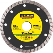 Диск отрезной алмазный STAYER TURBO, 125x22.2мм, сегментный, сухая и влажная резка, для УШМ 3468