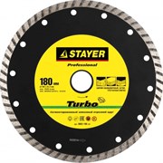 Диск отрезной алмазный STAYER TURBO, 180x22.2мм, сегментный, сухая и влажная резка, для УШМ 3472