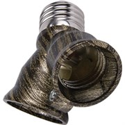 Переходник Ecola A7Т27НEAY, с цоколя E27 на 2xЕ27, черненая бронза