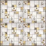 Панель-фартук ПВХ Мозаика 2 квадрата кофе золото, 595х595мм, толщина 0.3мм