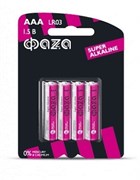 Батарейка ФАZА LR03 Super Alkaline BL-4, алкалиновая/щелочная, мизинчиковая, упаковка 4шт 52417