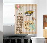 Шторка для ванной комнаты тканевая Пизанская башня MZ-109, 180x180см, водонепроницаемая
