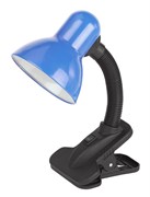 Лампа настрольная Эра N-102, 40W, E27, синий, на прищепке