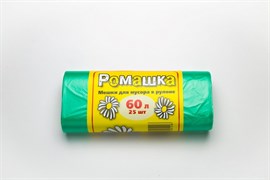 Мешки для мусора Ромашка НМ60-25/25/03, 60л, 60x80см, в рулоне 25шт, зеленые