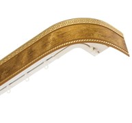 Карниз потолочный BroDecor Меандр, трехрядный, с поворотами, с блендой ПВХ, 2.4м, бронза/золото