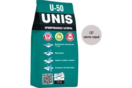 Затирка цементная UNIS U-50, для узких швов до 6мм, армированная, 1.5кг, цвет светло-серый 78586