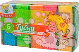 Губка хозяйственная Умничка Midi МТ0458, поролоновая, с чистящим слоем, 5 шт в упаковке 72420
