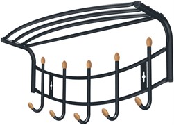 Вешалка настенная NIKA ВНП4, с полкой, 235х300х525мм, 5 крючков, стальная, черная 70429