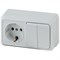 Блок комбинированный ЭРА Quadro Б0036153 (двухклавишный выключатель + розетка), накладной, белый, горизонтальный 64490 - фото 102052
