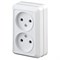 Розетка ЭРА Intro Quadro 2-203-01, двухместная, накладная, белая, без заземления 53954