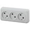 Розетка ЭРА Intro Quadro 2-205-01, трехместная, накладная, белая, без заземления 64488