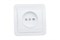 Розетка UNIVersal Валери В0022, одноместная, встраиваемая, белая, без заземления, с защитными шторками, еврослот 9931