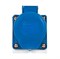 Розетка стационарная EKF 113, одноместная, 2Р+Е, 16А, 220В, IР44, накладная, синий, с защитной крышкой 13999