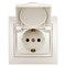 Розетка стационарная ЭРА Intro Plano 1-203-02, одноместная, 2P+E, 16А, 250В, IP20, встраиваемая, слоновая кость, c заземлением, с защитной крышкой 49863