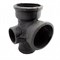 Крестовина двухплоскостная для внутренней канализации, 100/100/50, 90 градусов, правая, чугунная, черная 2564