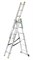 Лестница универсальная, трехсекционная, 3х7 ступеней, высота 2.02-4.76м, алюминиевая 14027