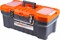 Ящик для инструмента Stels 90713, 560х280х235мм (22"), пластиковый, серый/оранжевый, металлические замки - фото 79621